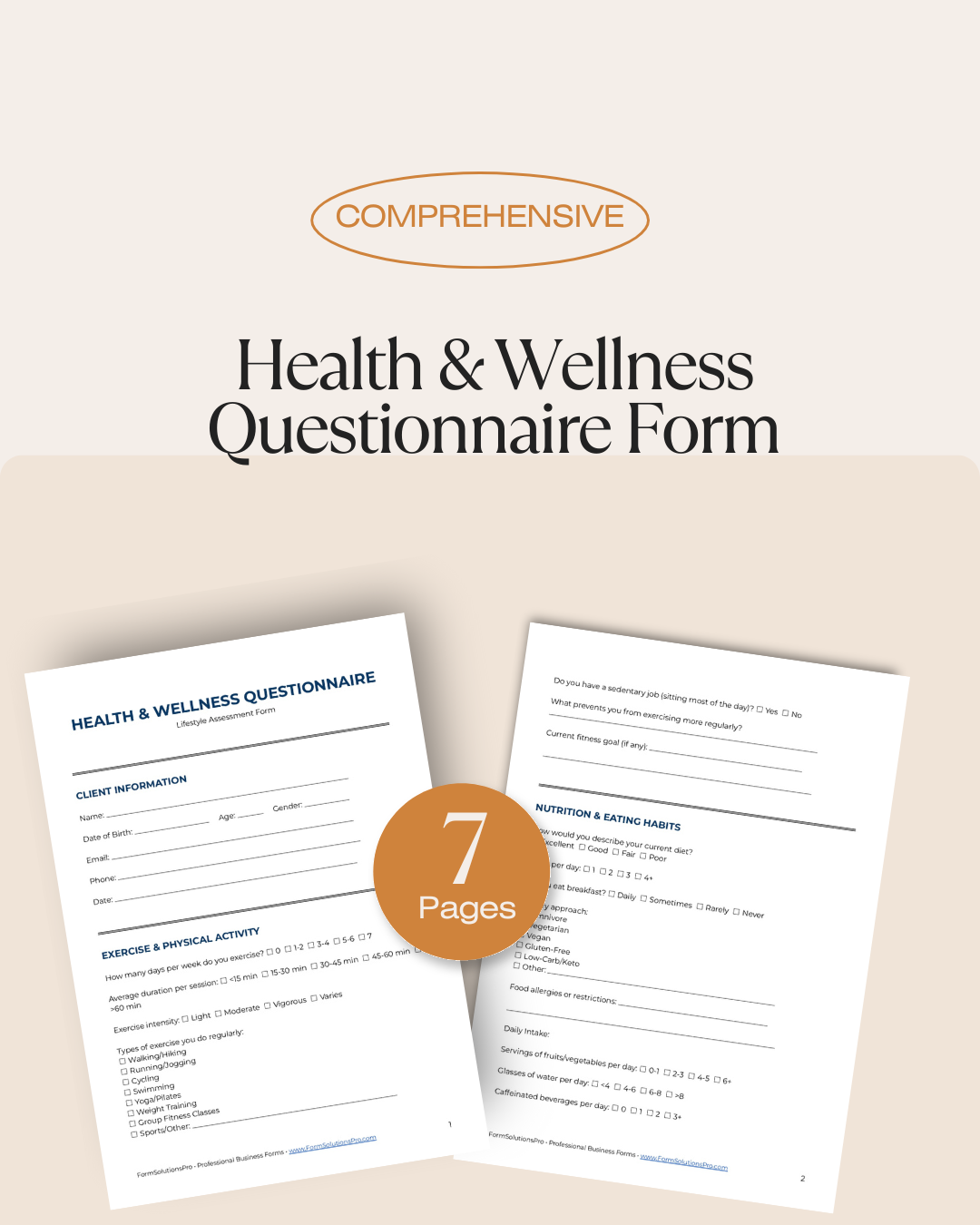 Health Wellness Questionnaire Form