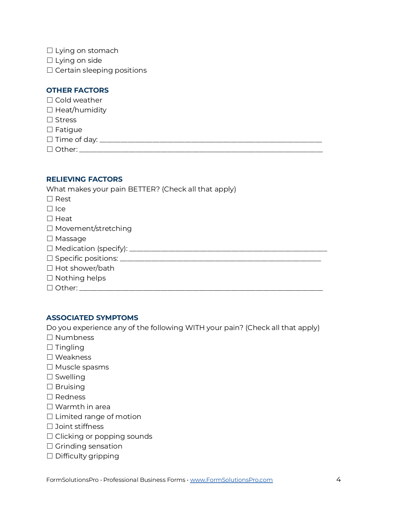 Pain Assessment Form