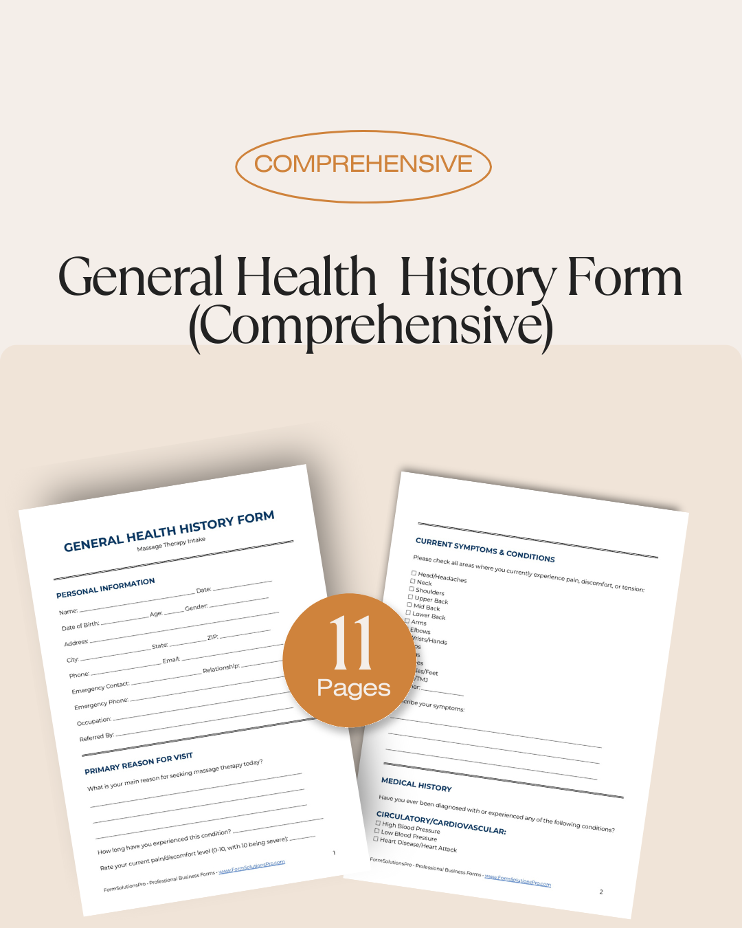 Comprehensive Health History Form