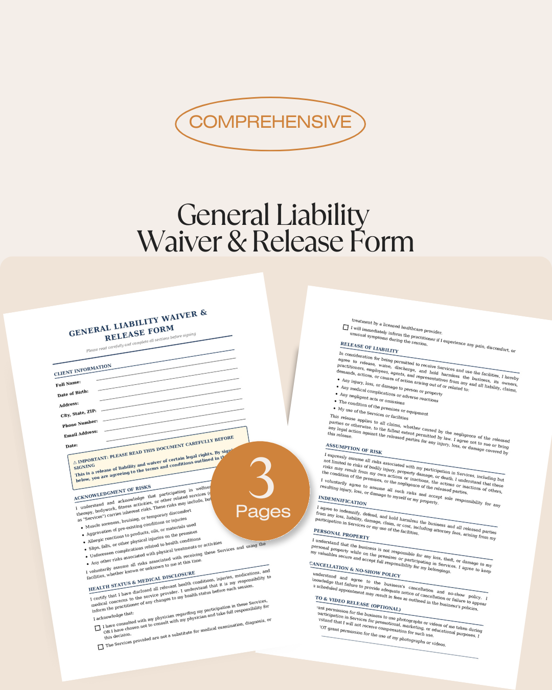 General Liability Waiver Release Form