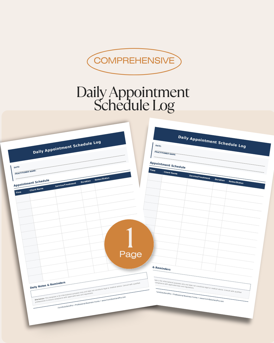 Daily Appointment Schedule Log