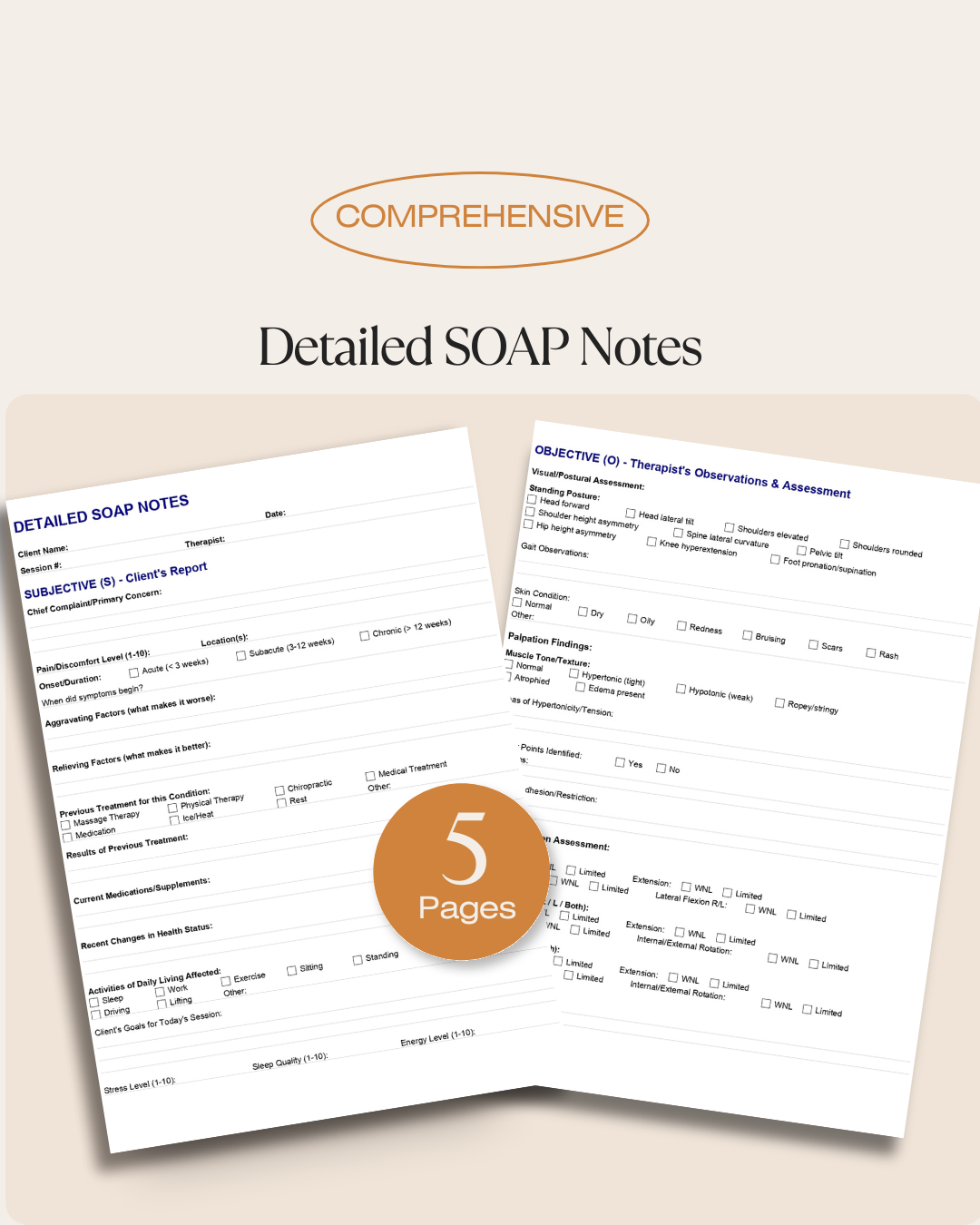 Detailed SOAP Notes Template for Massage Therapists