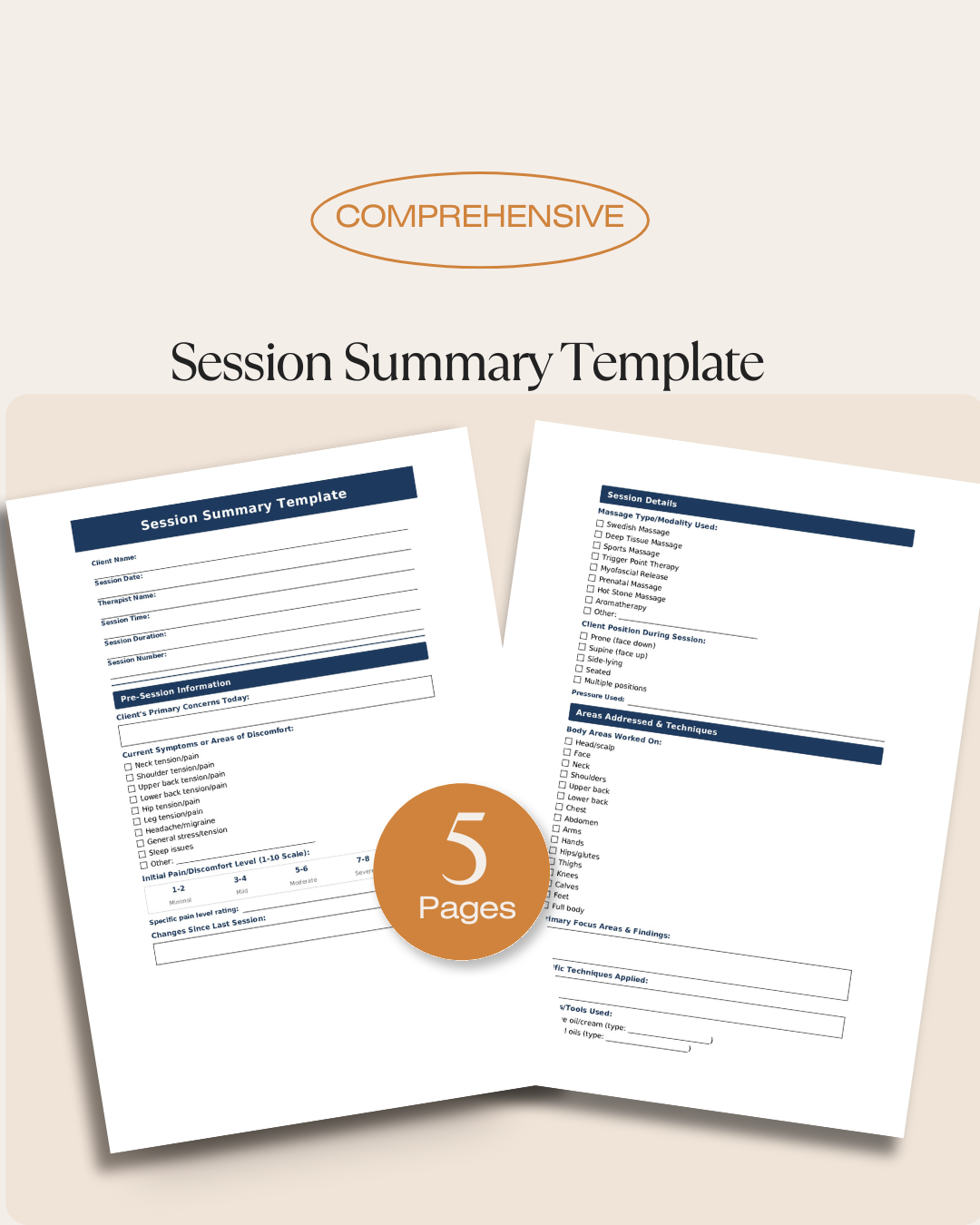 Massage Session Summary Template