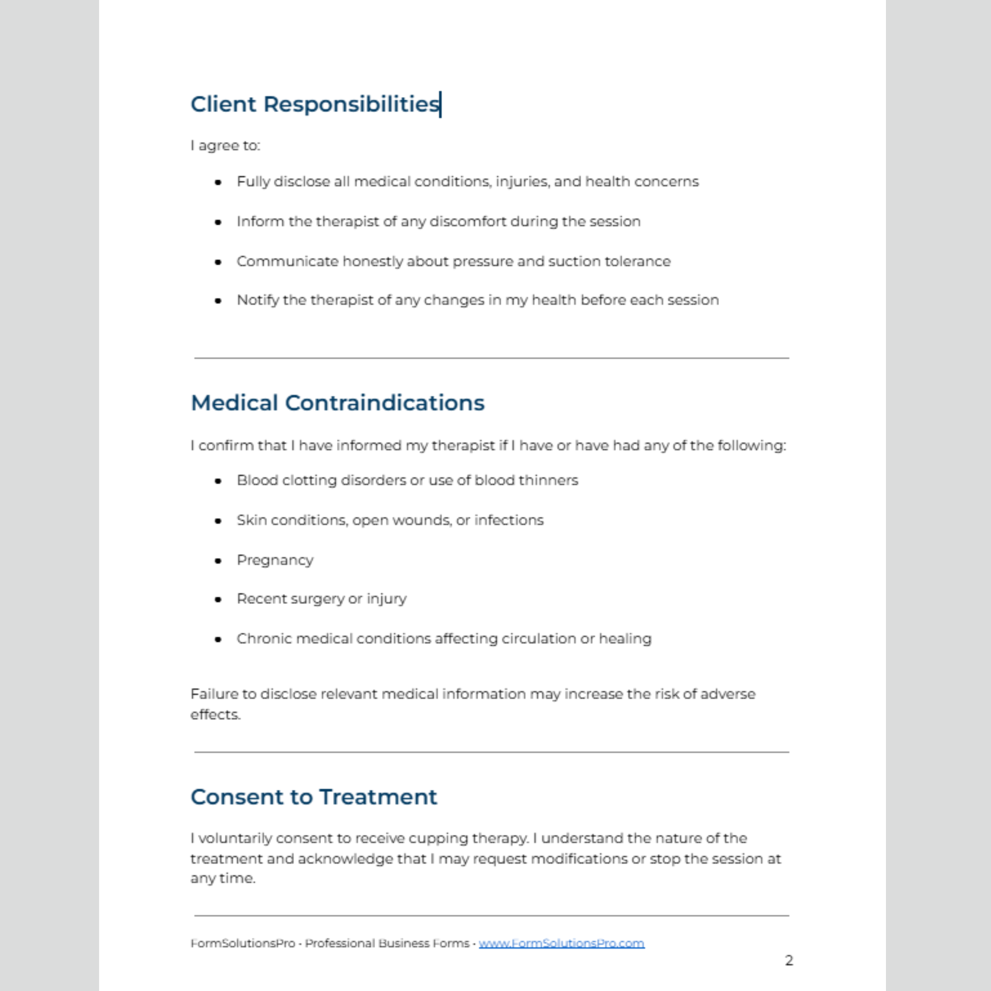 Cupping Therapy Consent & Intake Form