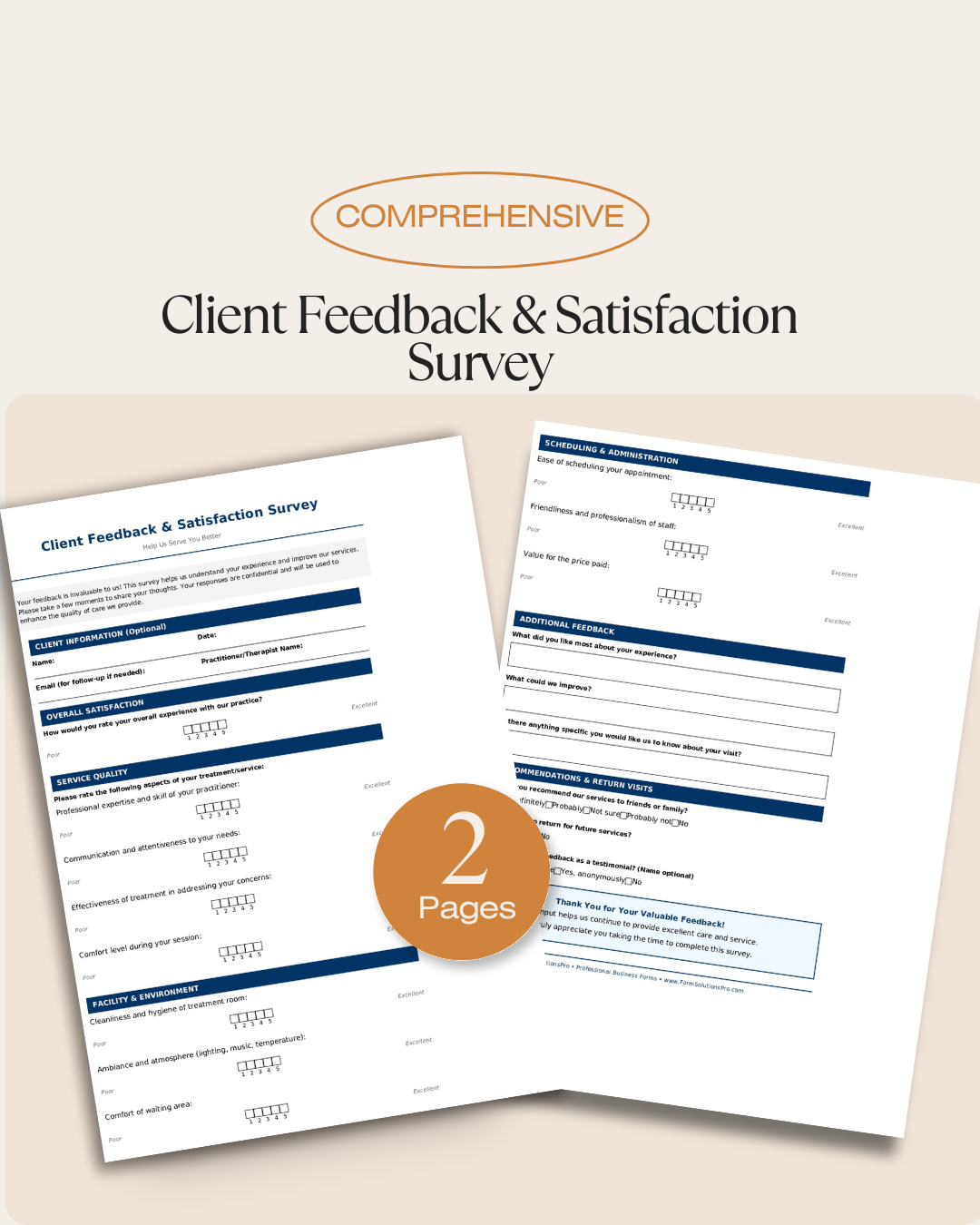 Client Feedback & Satisfaction Survey Form for Massage Therapy 