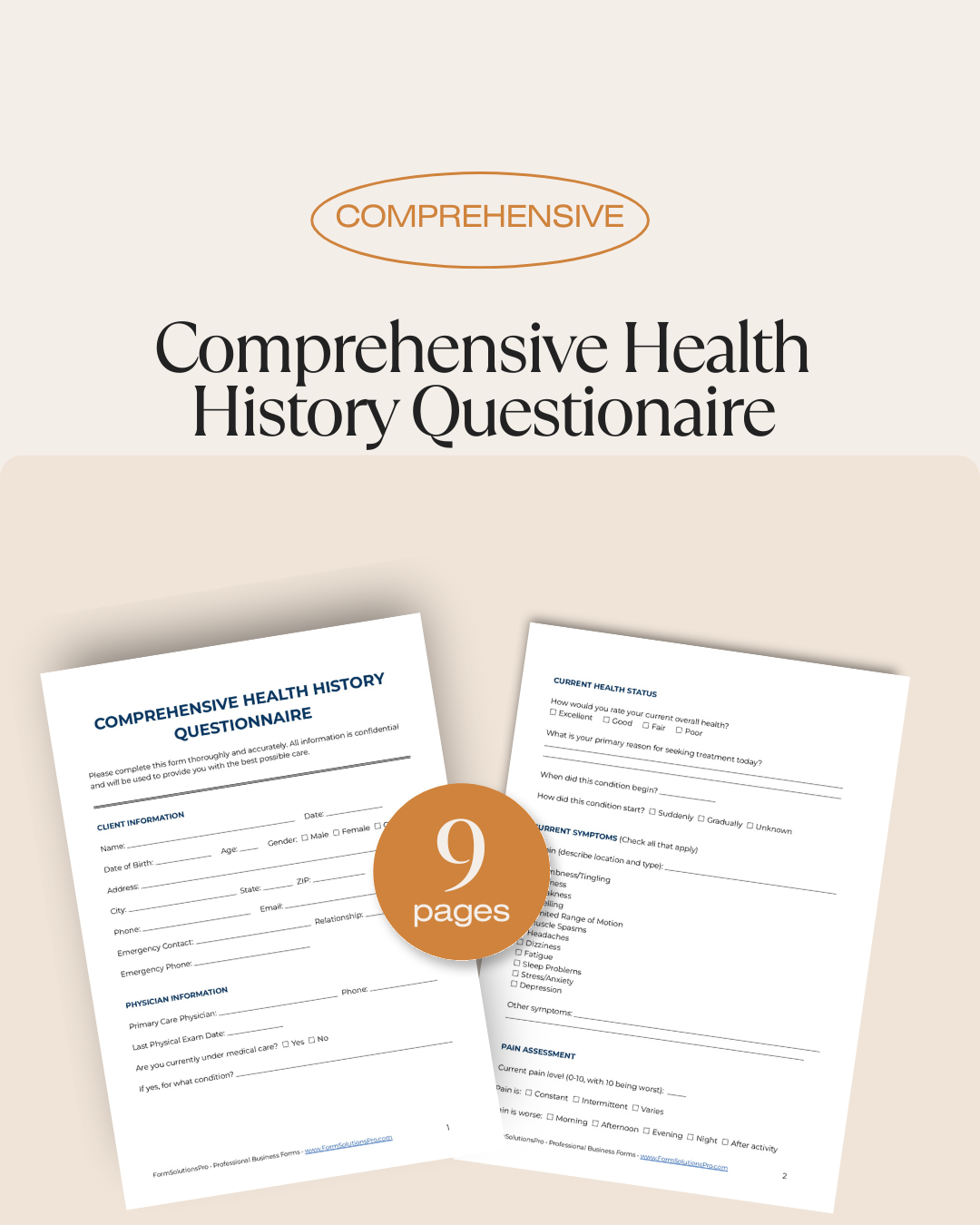Comprehensive Health History Questionnaire Form