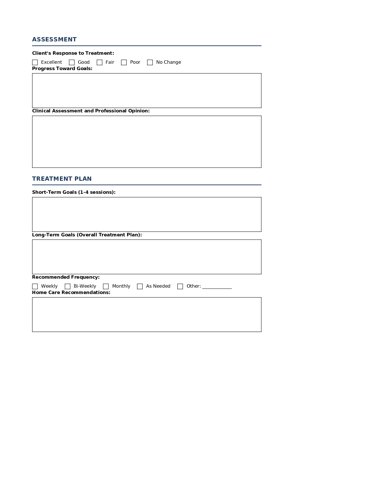 Progress Notes & Treatment Plan Template for Massage Therapists - Session Documentation Form PDF