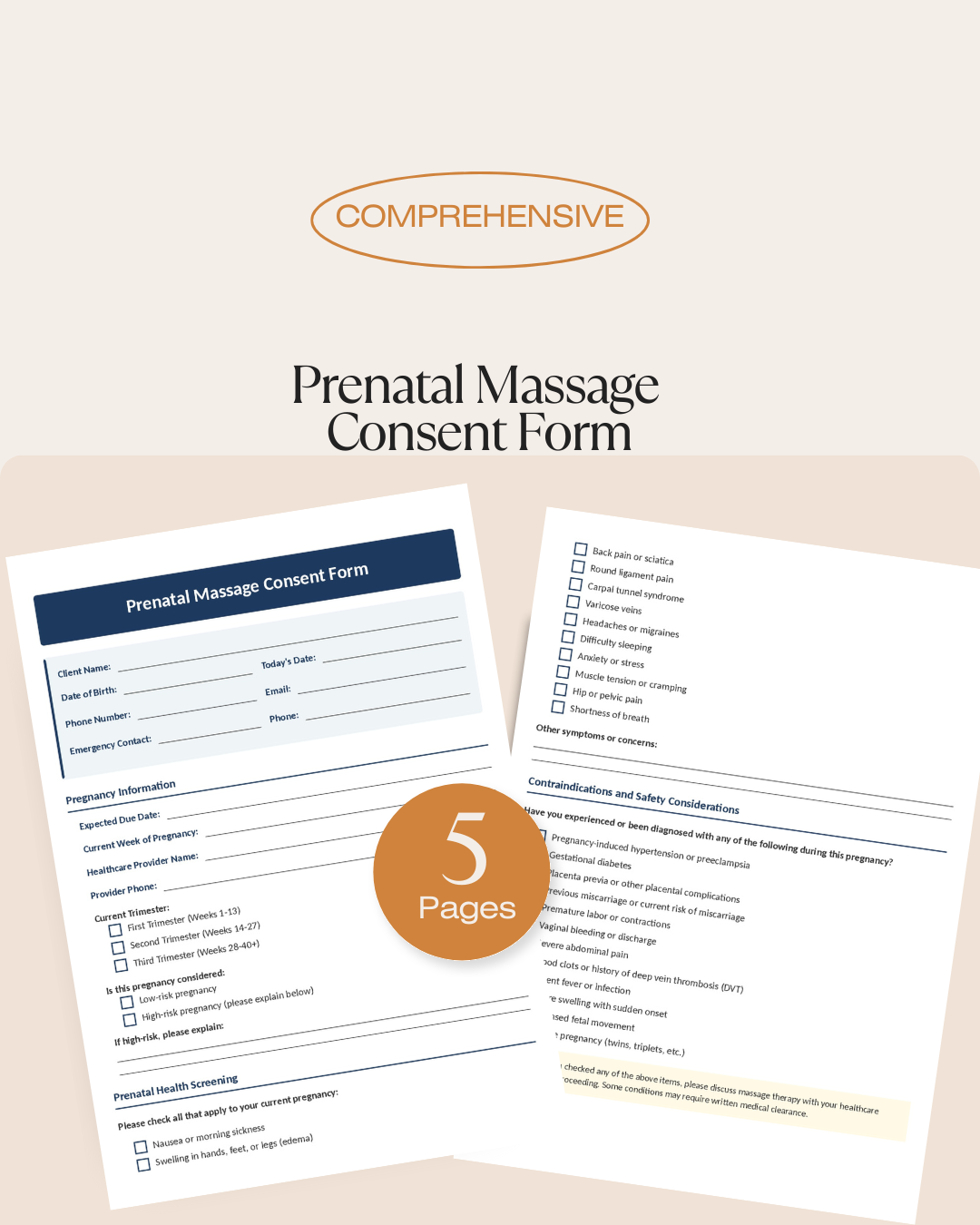 Prenatal Massage Consent Form for Massage Therapy