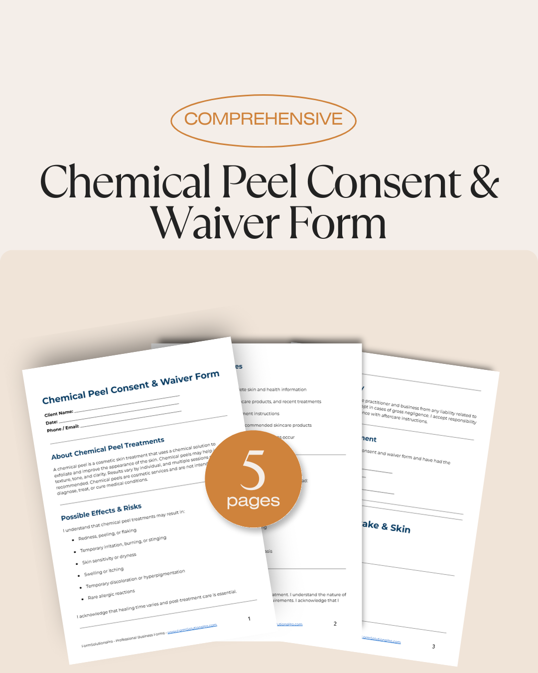 Chemical Peel Consent & Waiver Form + Client Intake