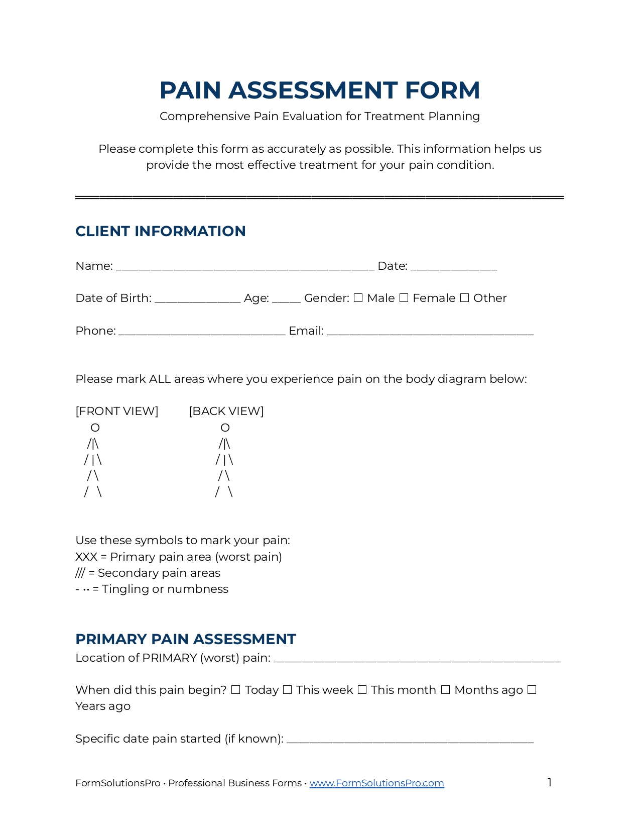Pain Assessment Form
