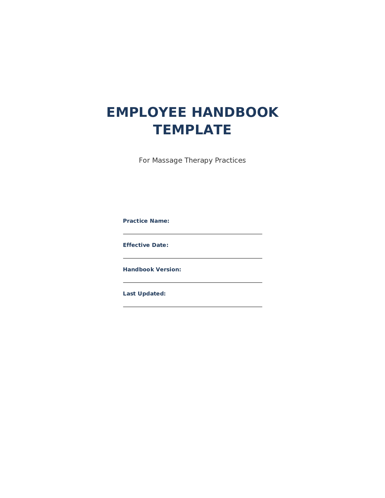  Employee Handbook Template for Massage Therapy Practice (Comprehensive)