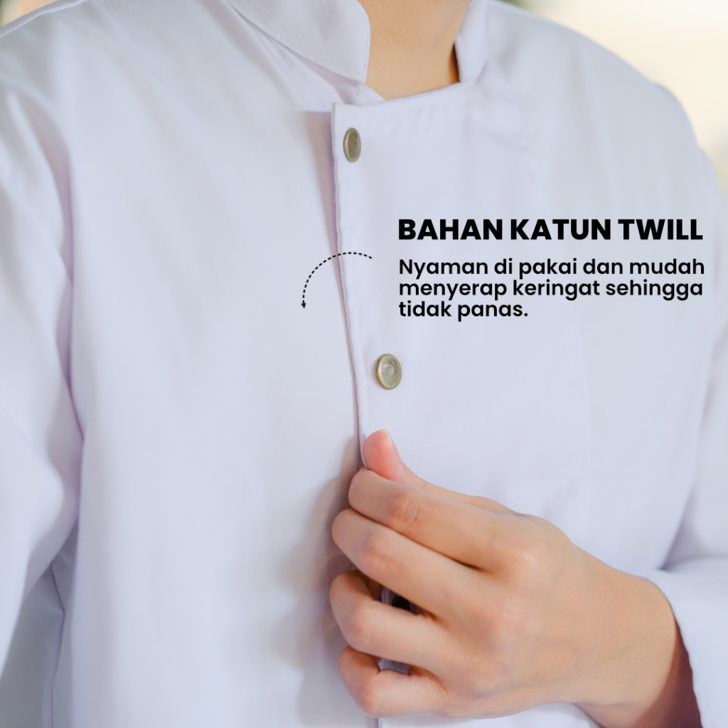 Baju Koki Polos Lengan Panjang Bordir Nama