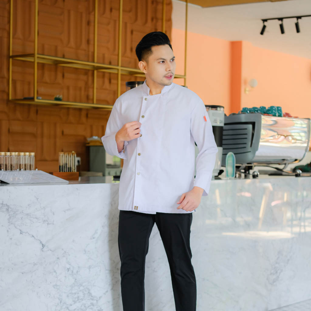 Baju Koki Polos Lengan Panjang Bordir Nama