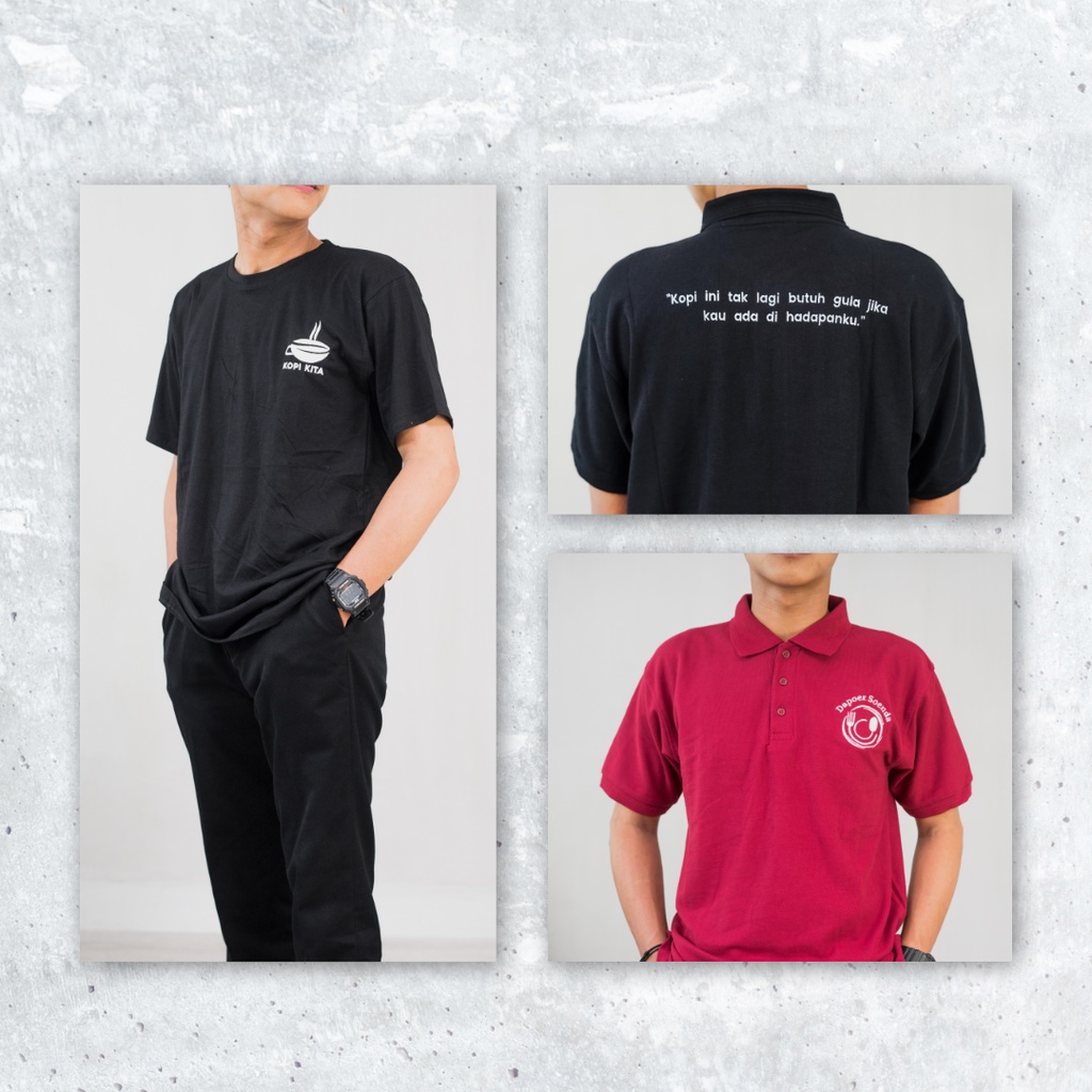 Kaos Polos Custom Bordir Nama Usaha