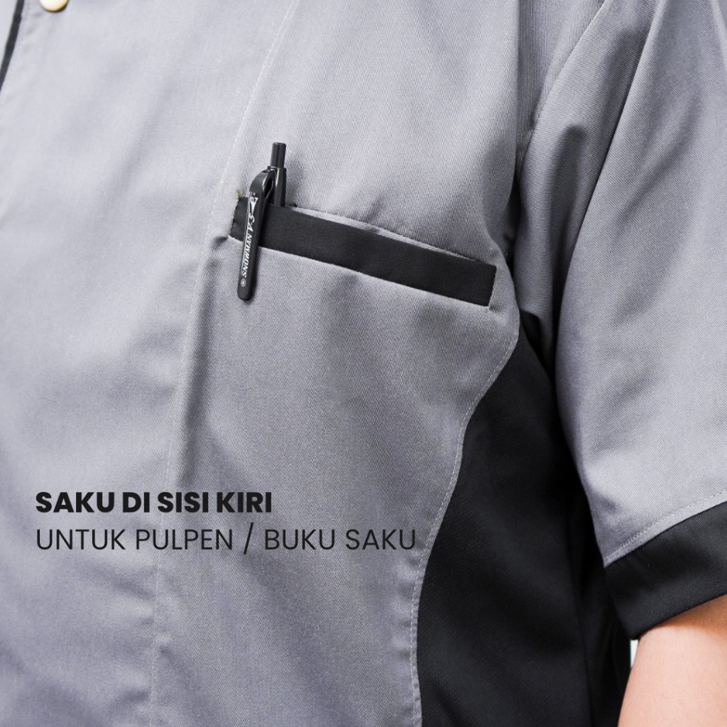 Harsa Baju Chef Koki Abu Bordir Nama