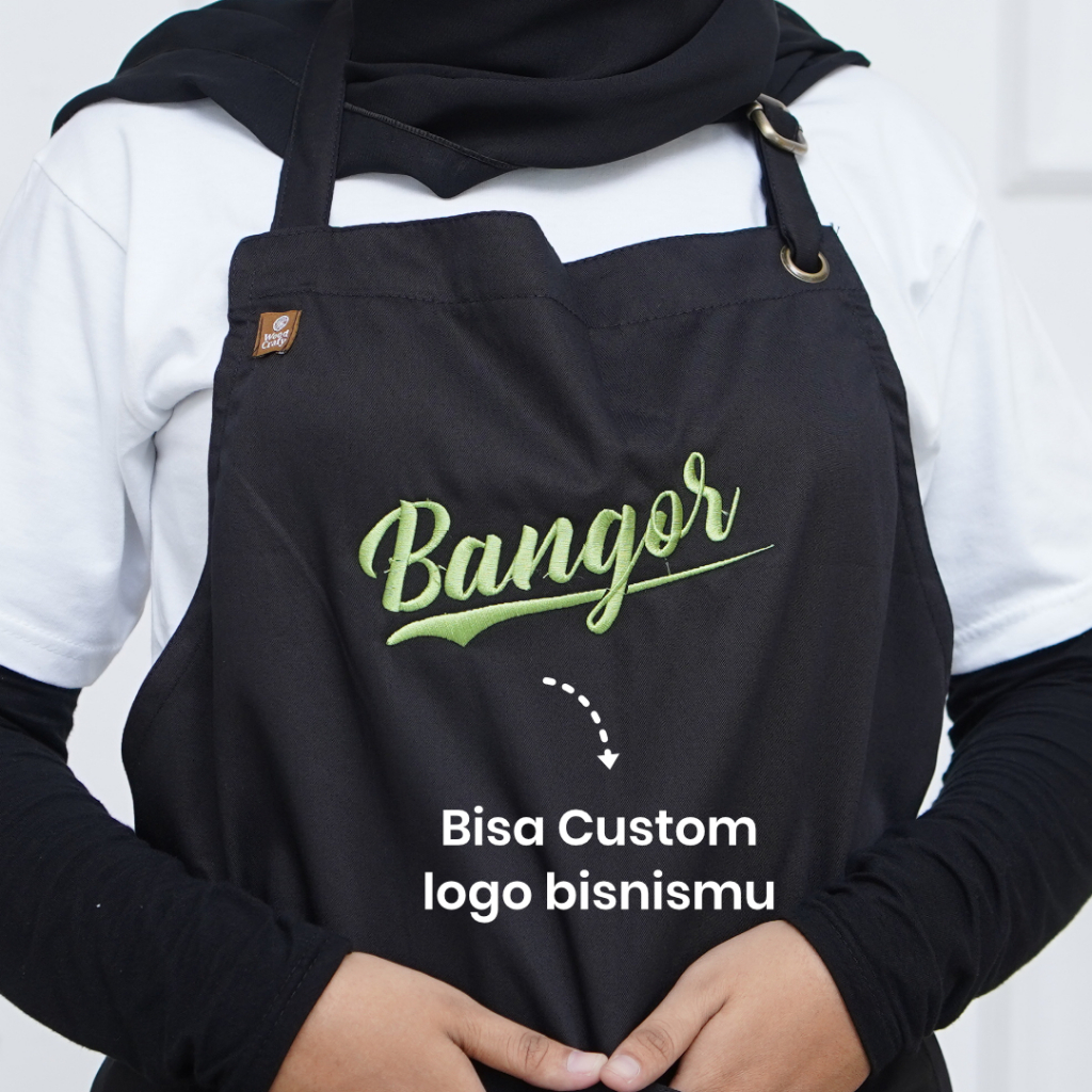 Apron Celemek Masak Barista Custom Bordir Nama