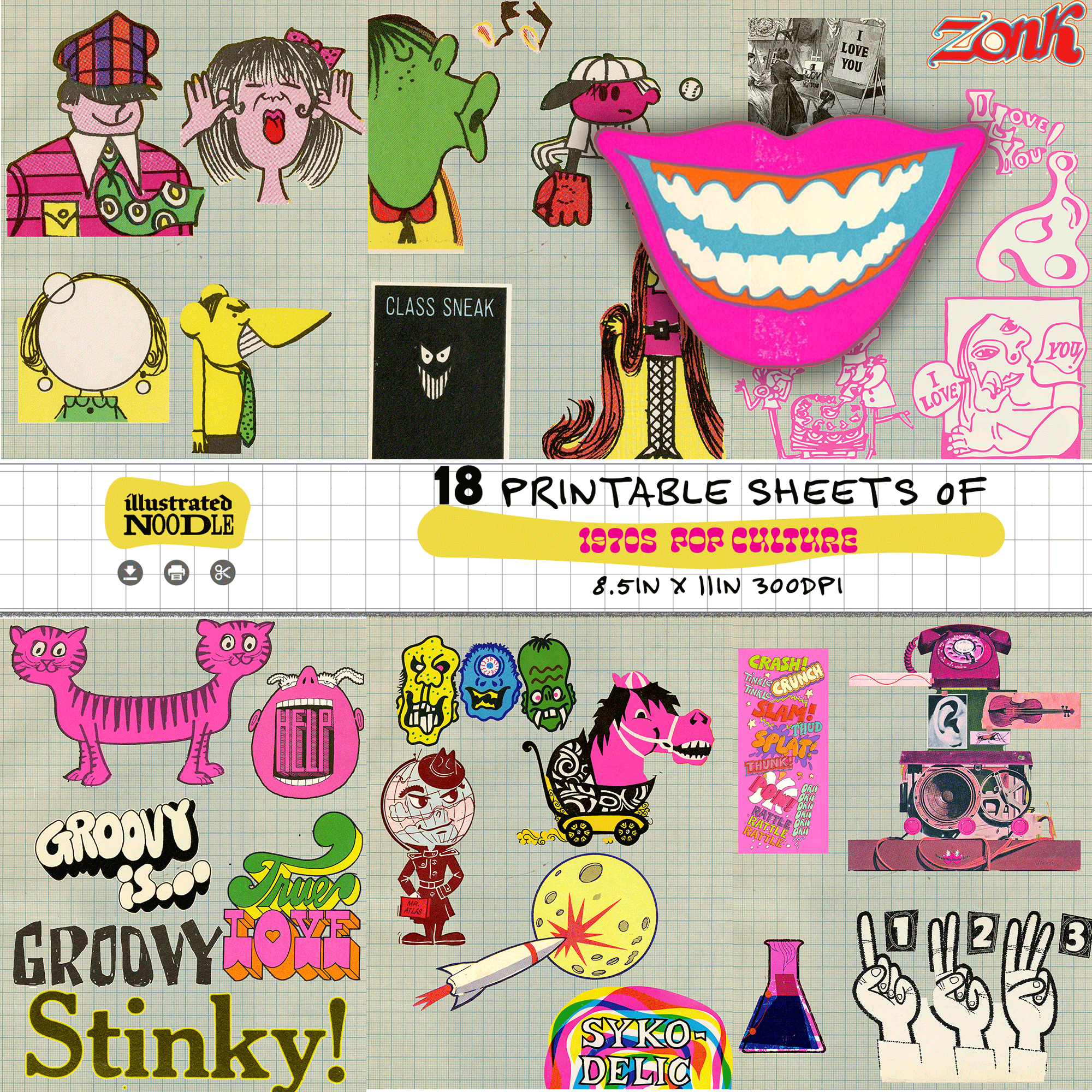 That 70s Kitsch Collage Kit (download)