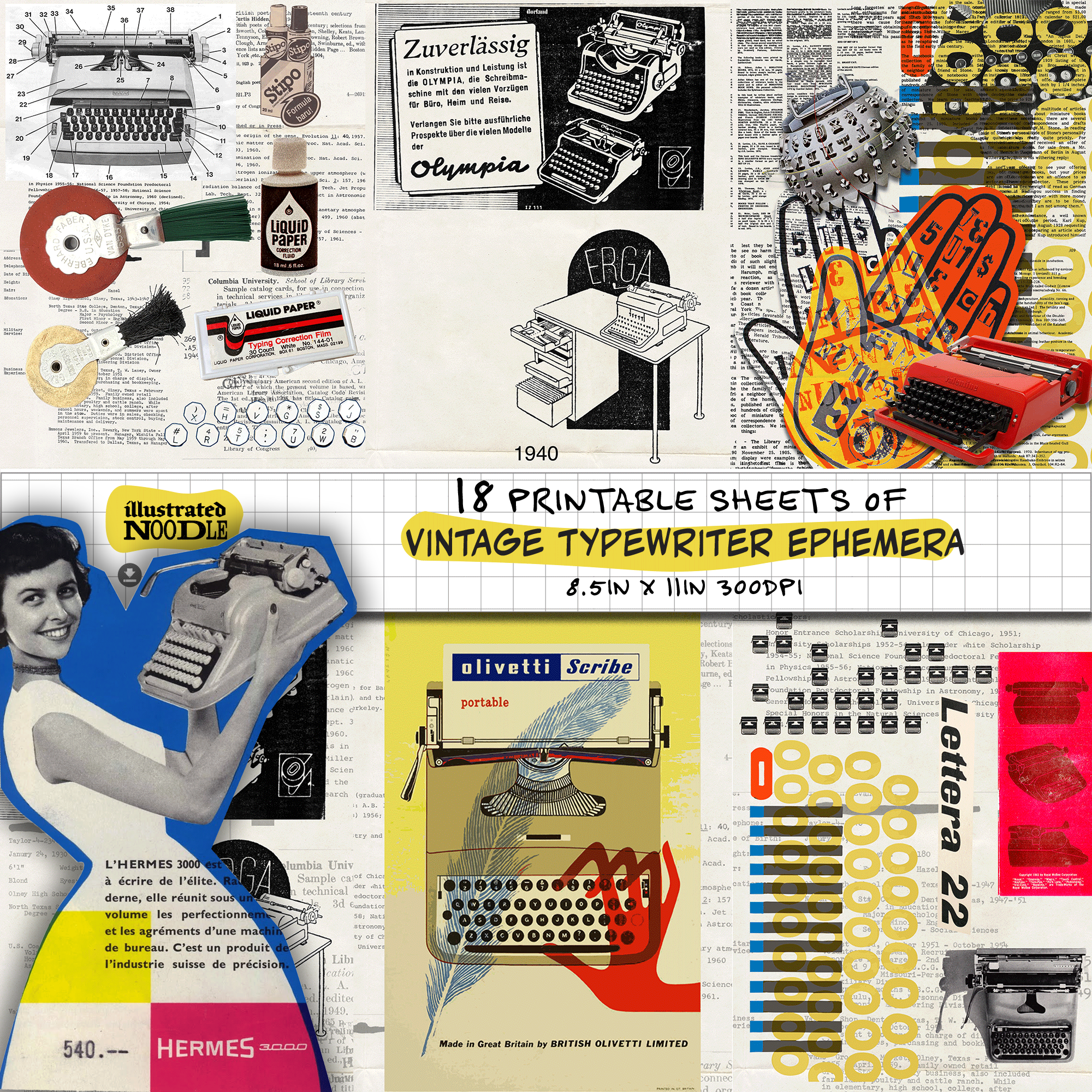 Vintage Olivetti and Friends Typewriter Ephemera 