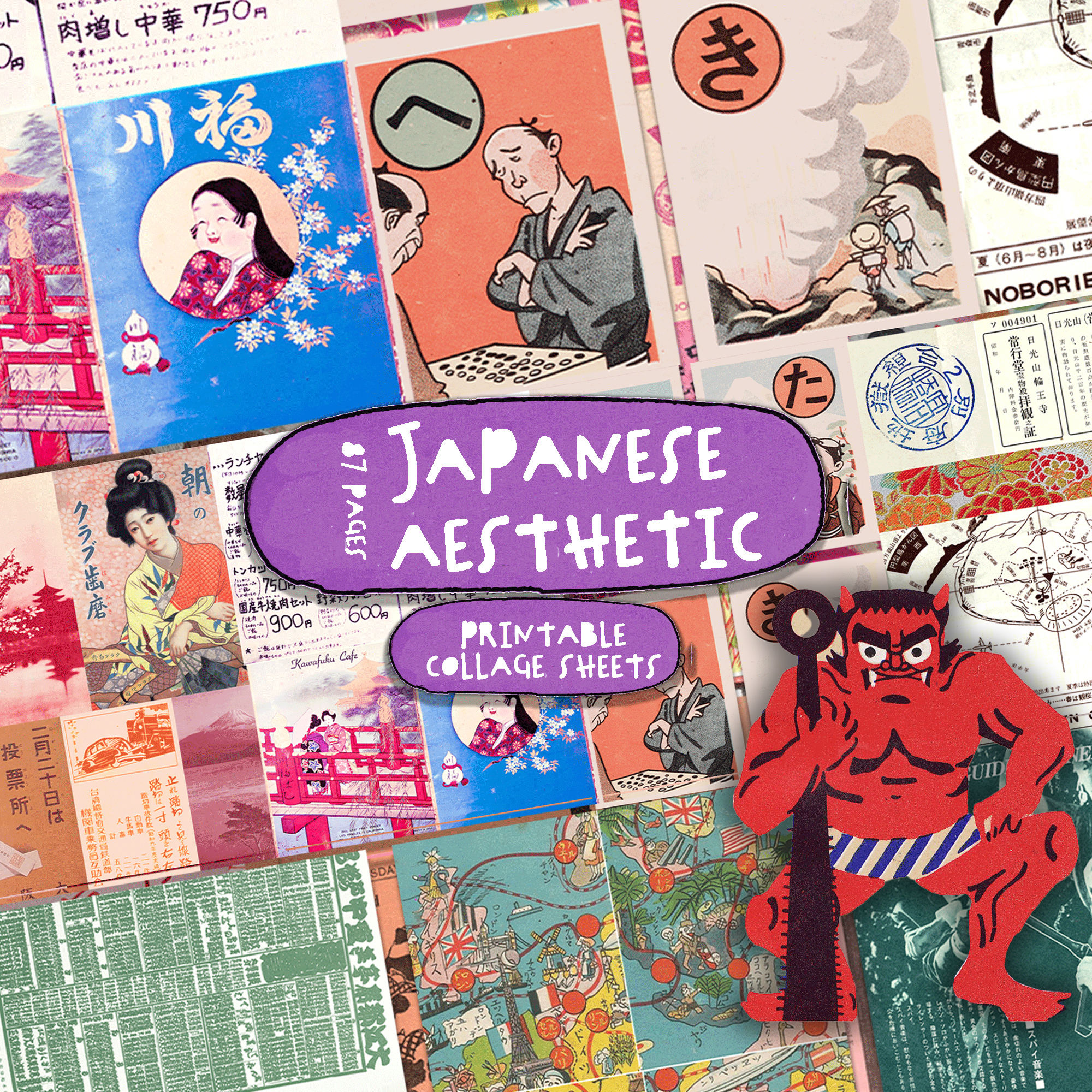 Japanese Ephemera Backgrounds for Collage, Scrapbooking and Junk Journals
