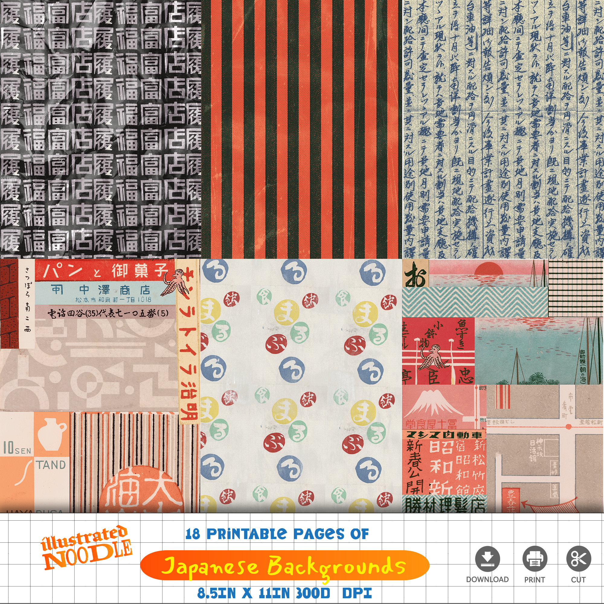 Japanese Style Collage Backgrounds