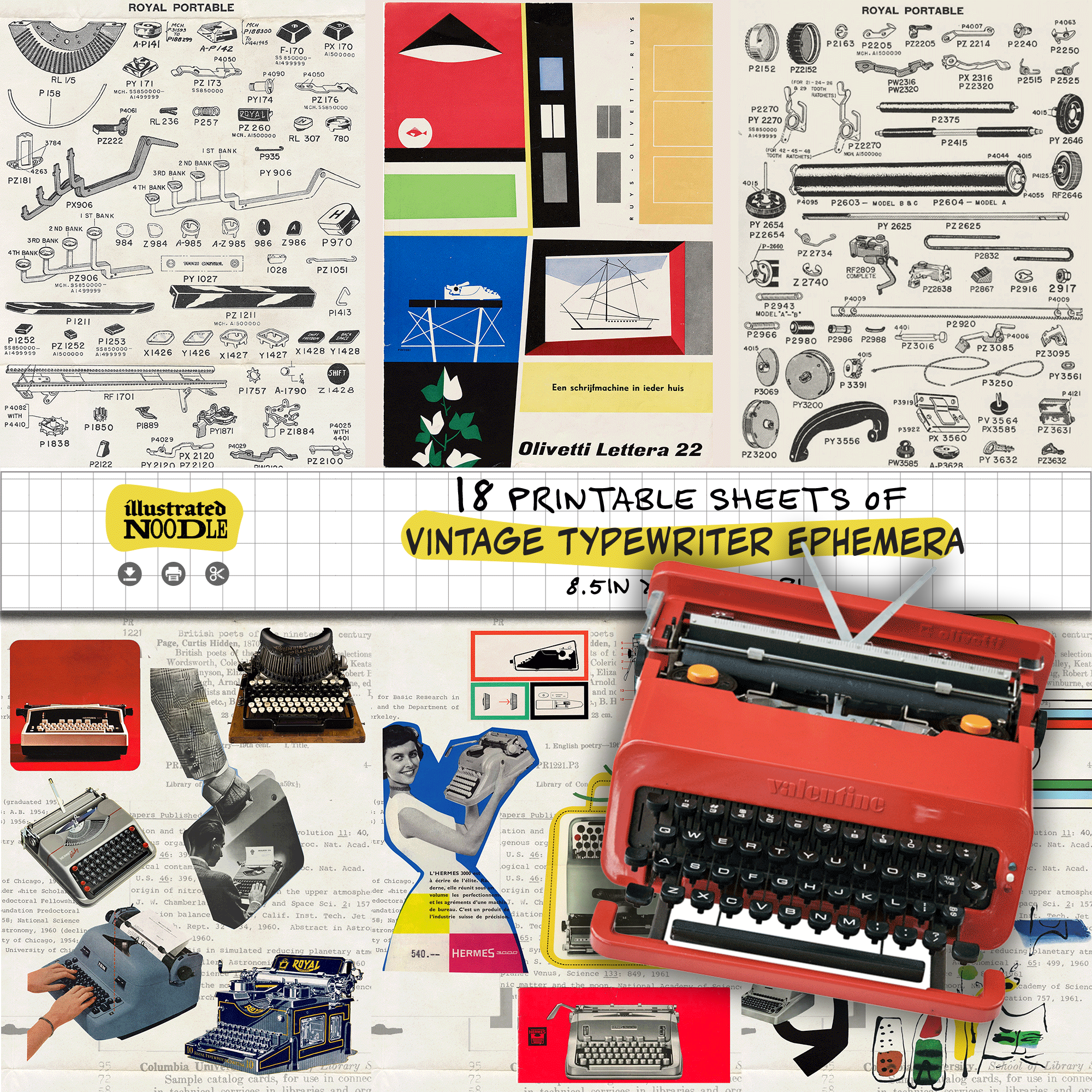 Vintage Olivetti and Friends Typewriter Ephemera