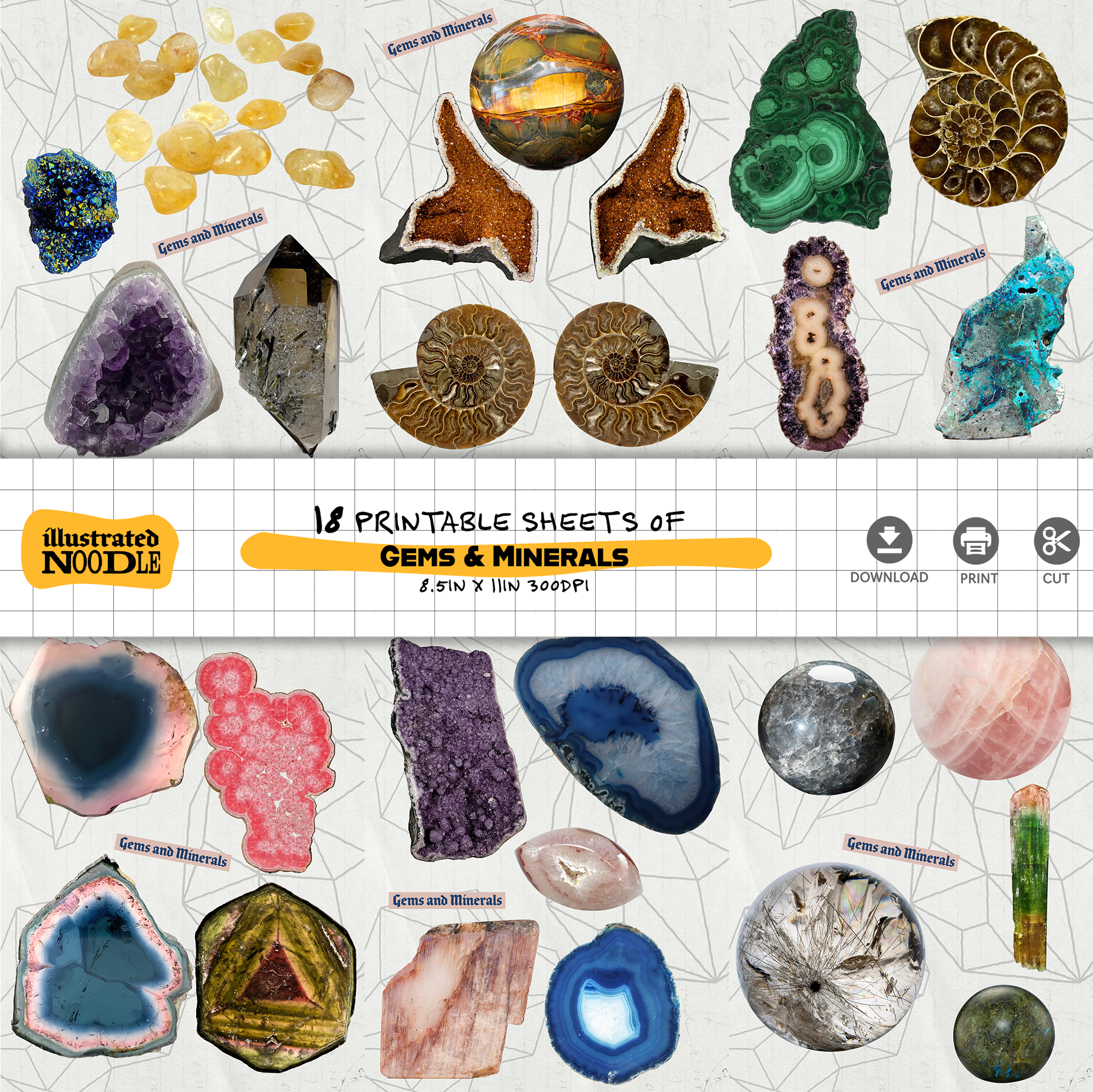 Gems & Minerals Collage Kit