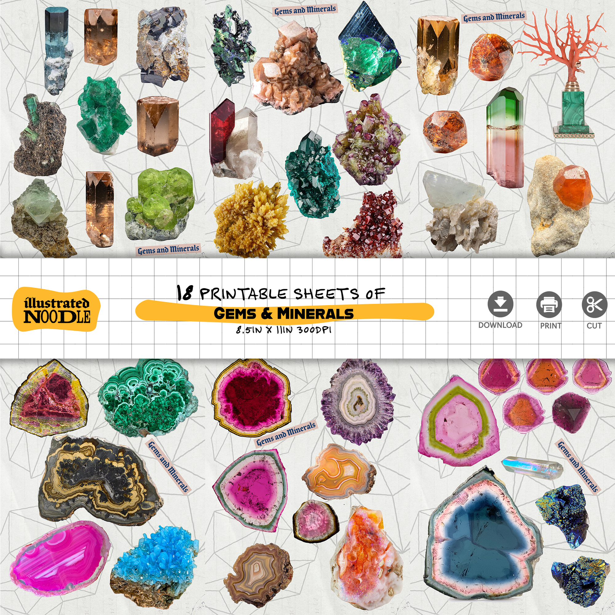 Gems & Minerals Collage Kit