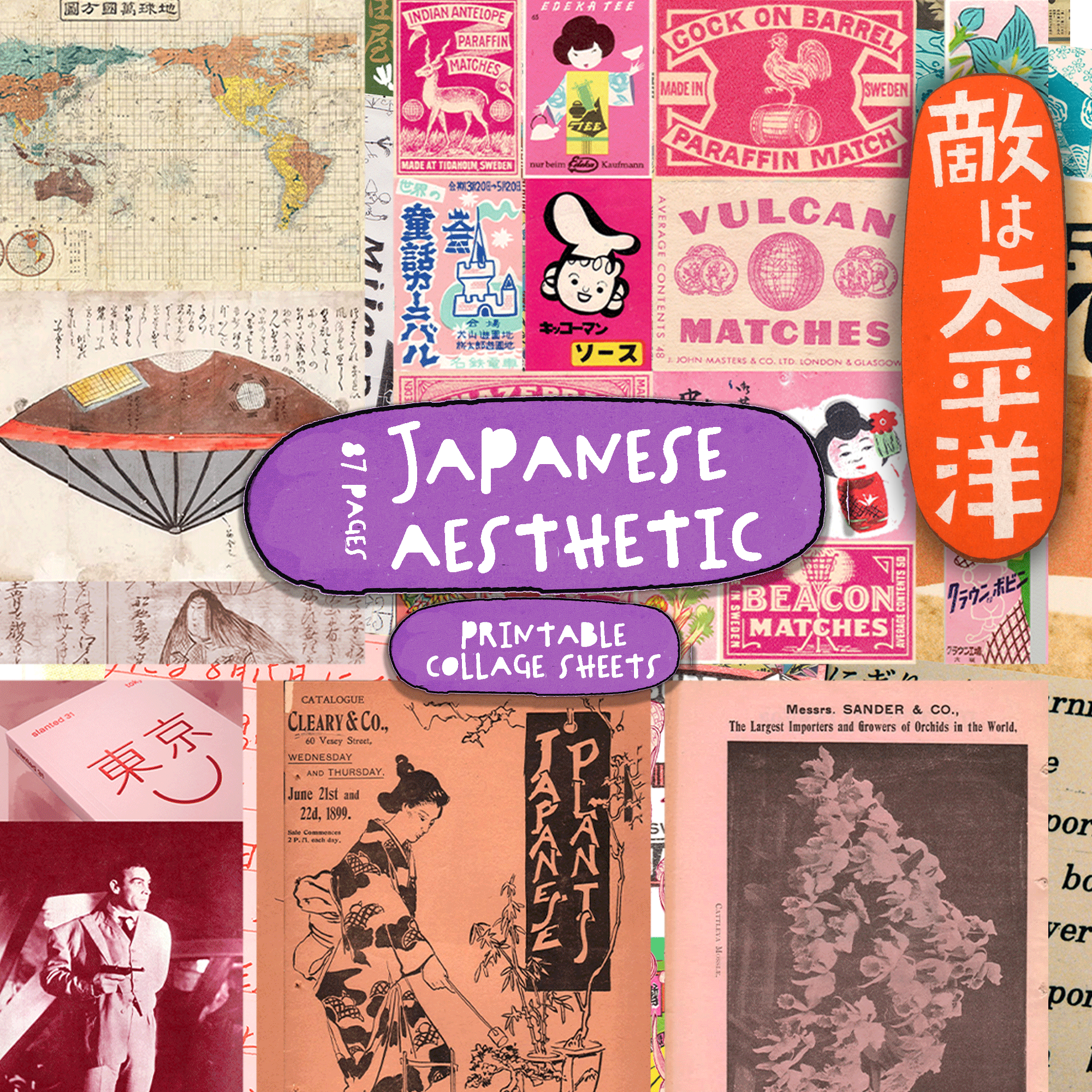 Japanese Ephemera Backgrounds for Collage, Scrapbooking and Junk Journals