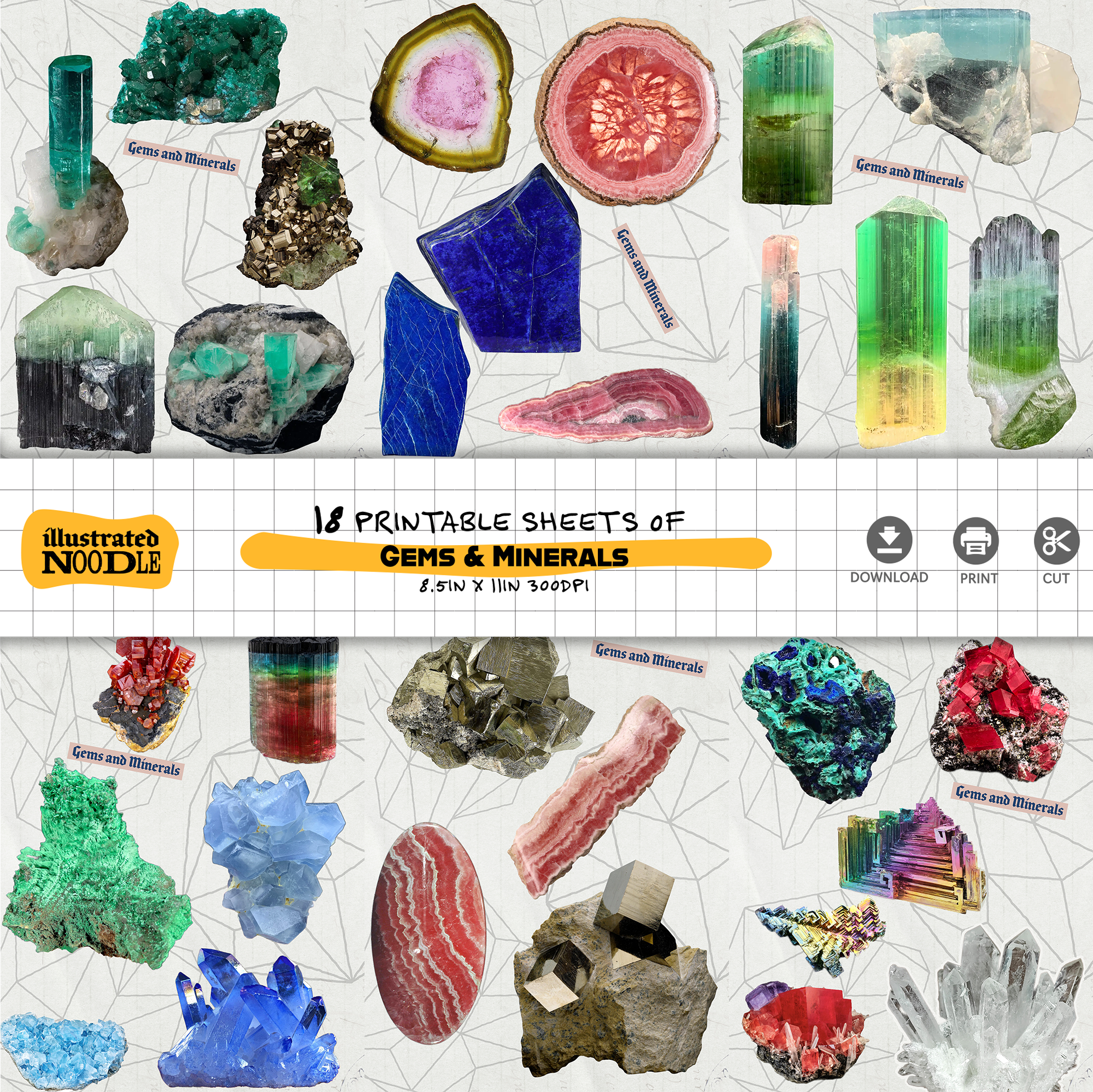 Gems & Minerals Collage Kit