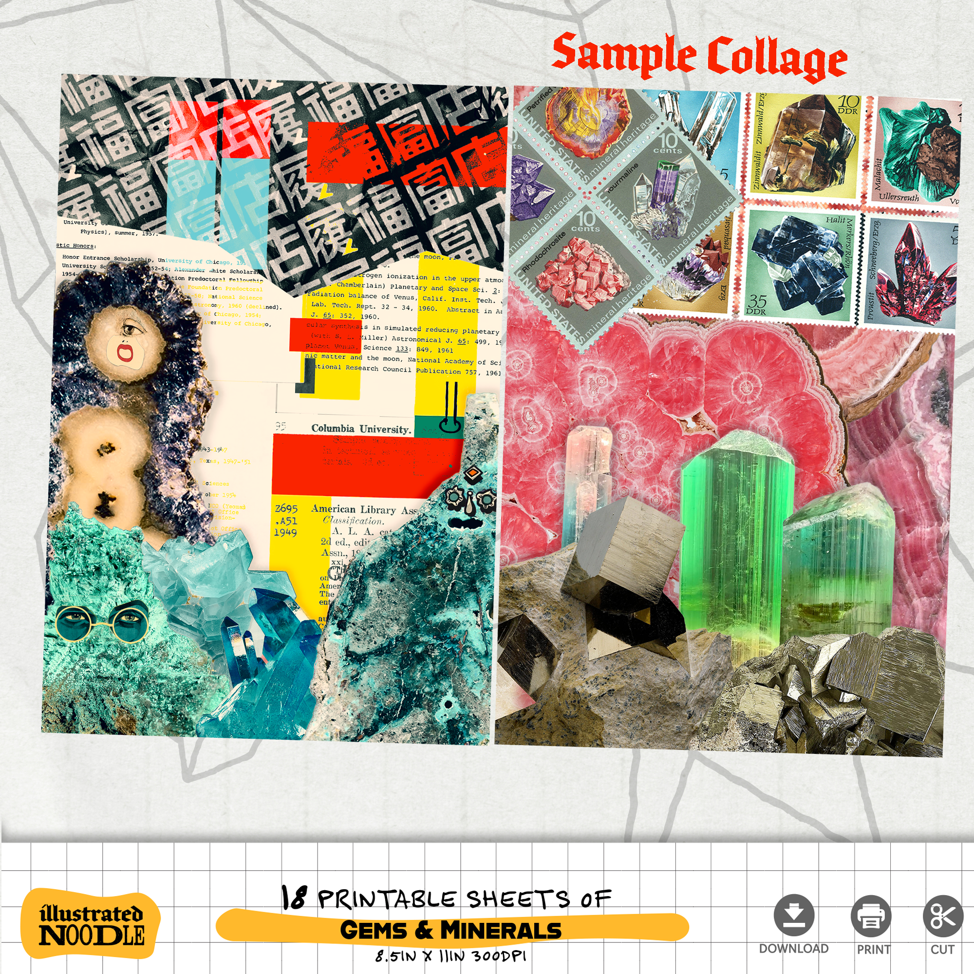 Gems & Minerals Collage Kit