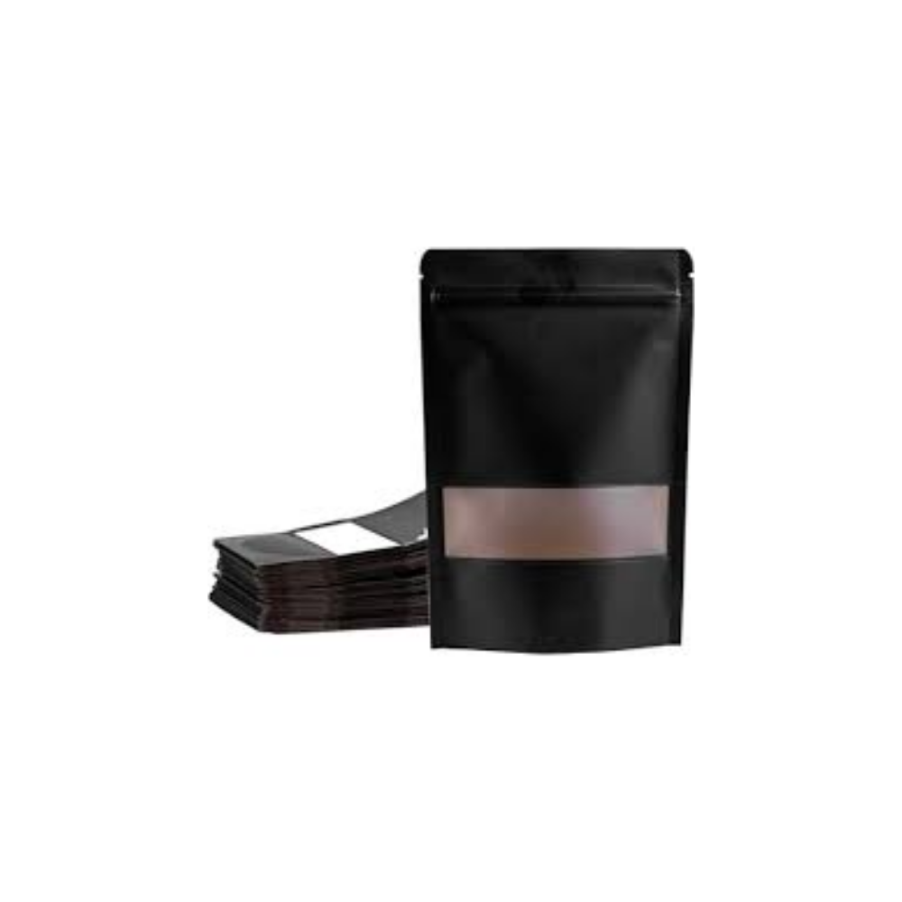 Black Windowed Kraft Pouches 
