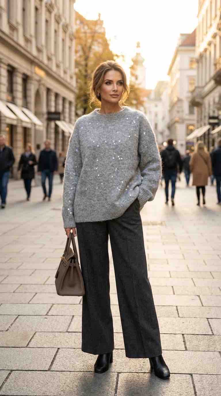 Gray Sequin Sweater