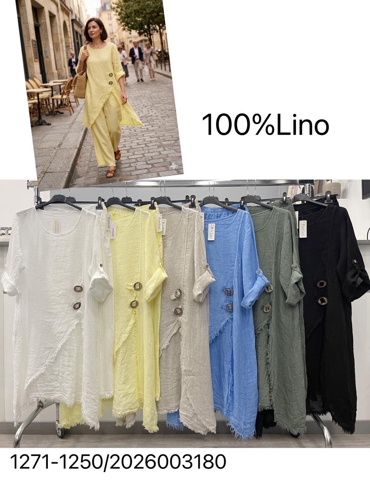 Women's 100% Linen Button Tunic