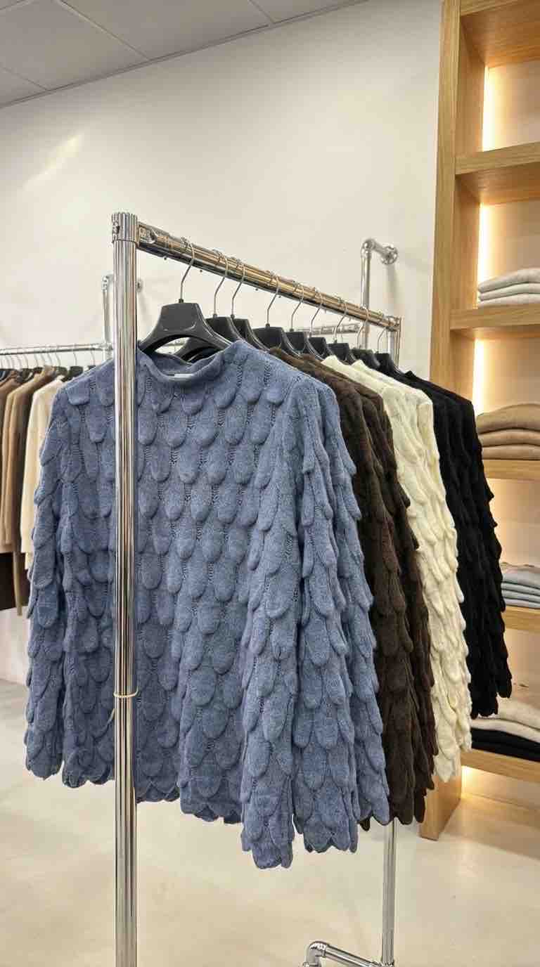 White Textured Knit Sweater