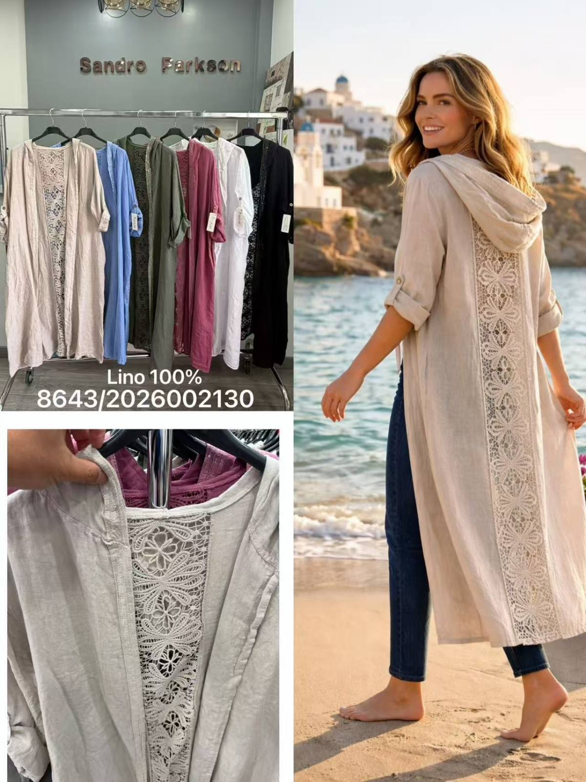 Long Linen Hooded Cardigan