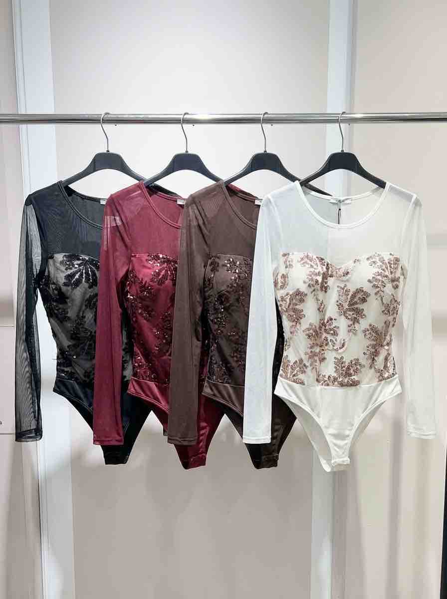 Elegant Black Sequin Bodysuit