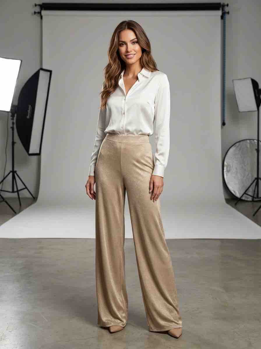 Women's High-Waisted Satin Trousers