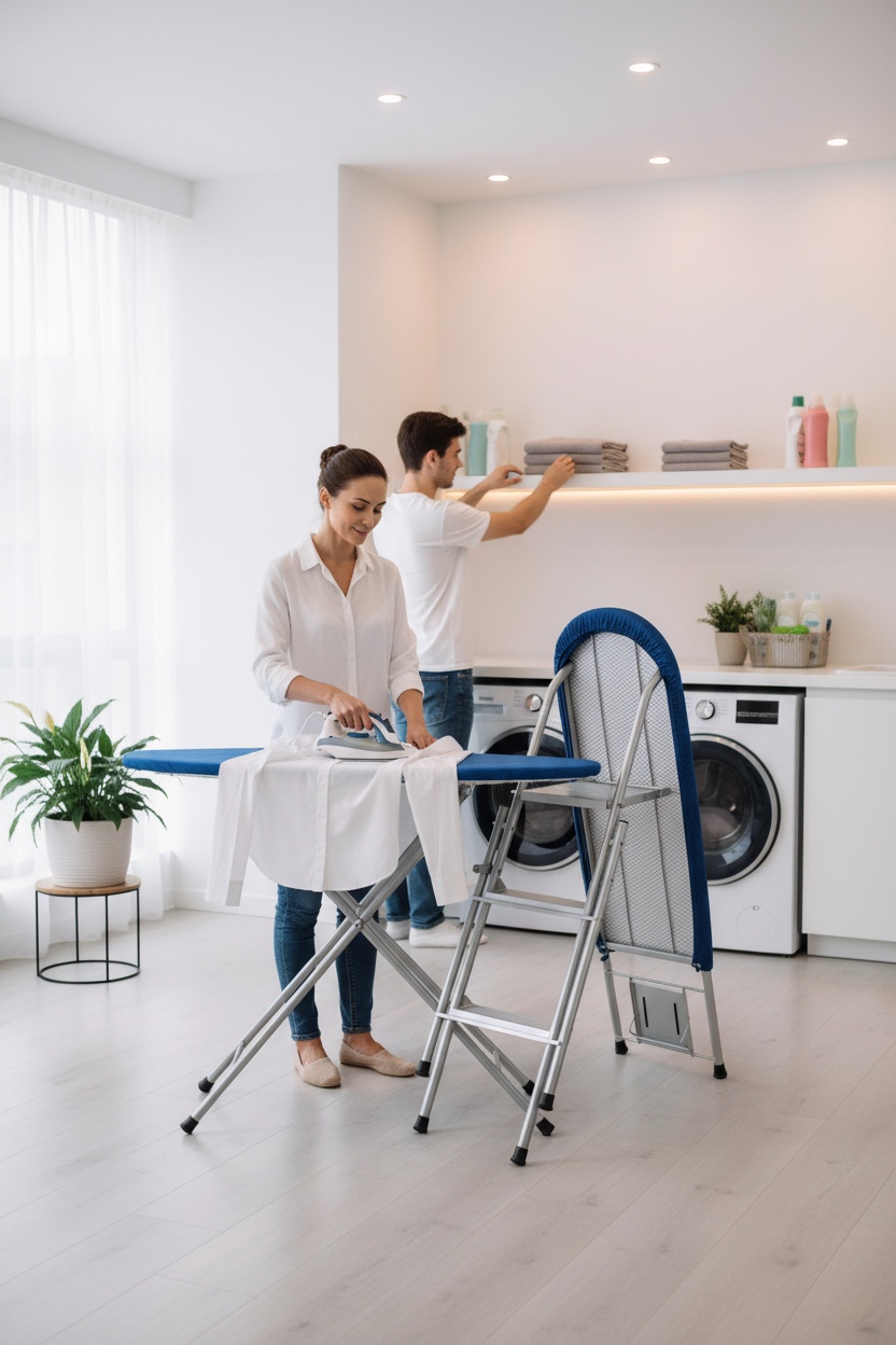 Burro de planchar con escalera