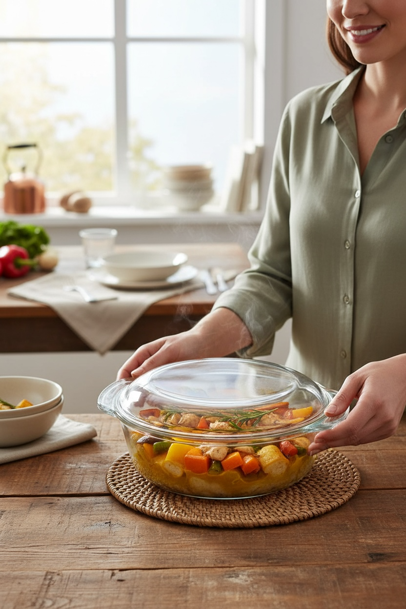 Refractario para Cocinar de Vidrio con Tapa - 2000 ml