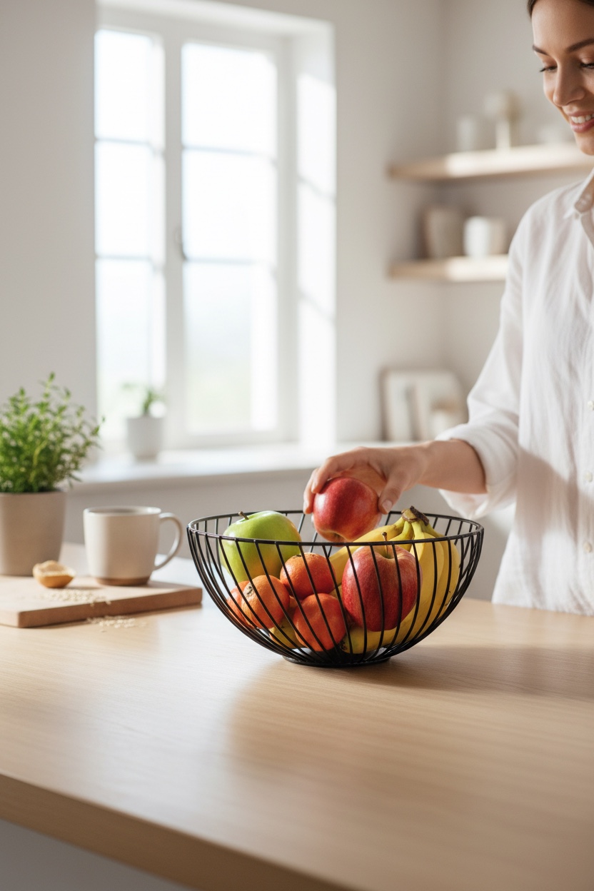 Canasta frutero, panera y huevera