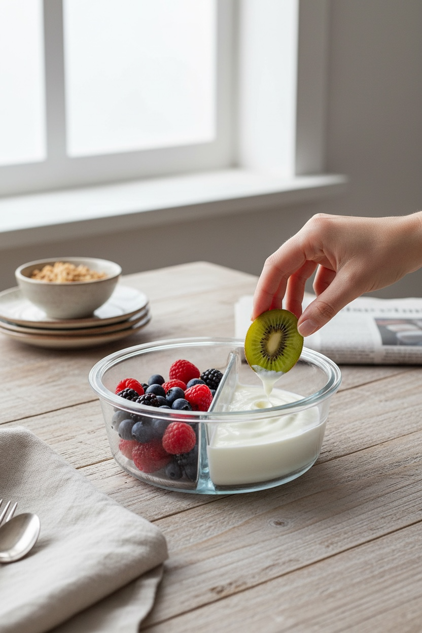 Recipiente Hermético de Vidrio con Separador para Dos Alimentos - 950 ml