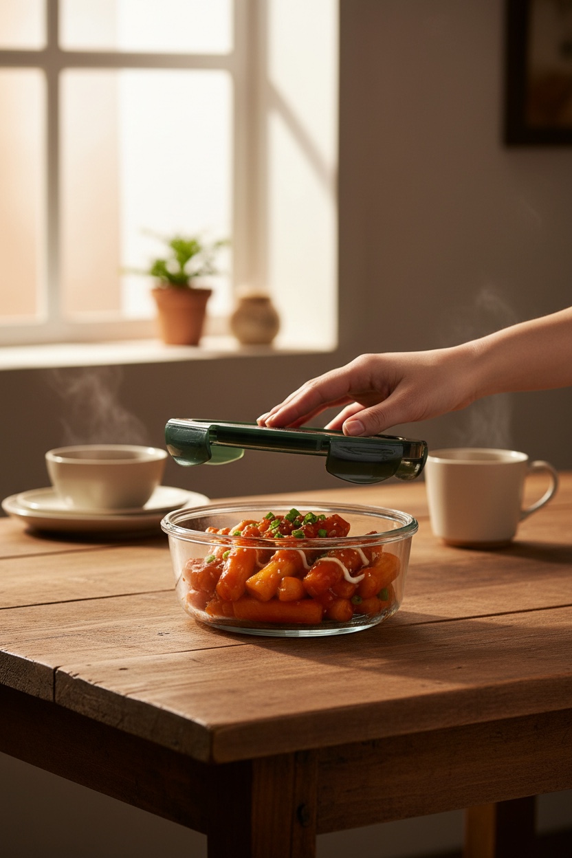 Recipiente Hermético de Vidrio con Separador para Dos Alimentos - 950 ml