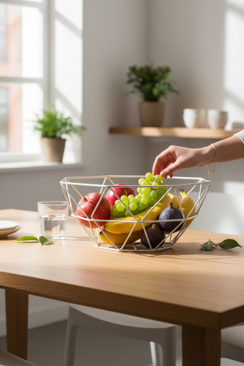 Canasta frutero, panera y huevera