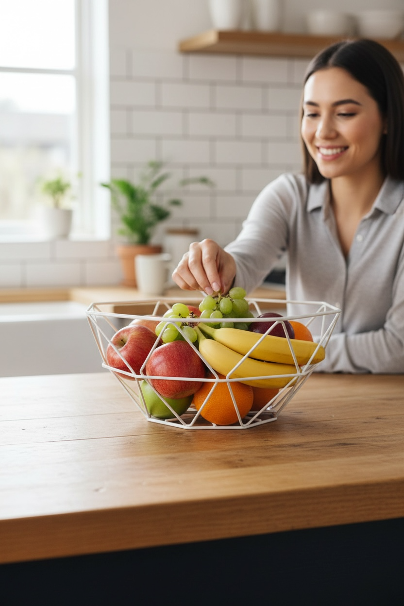 Canasta frutero, panera y huevera