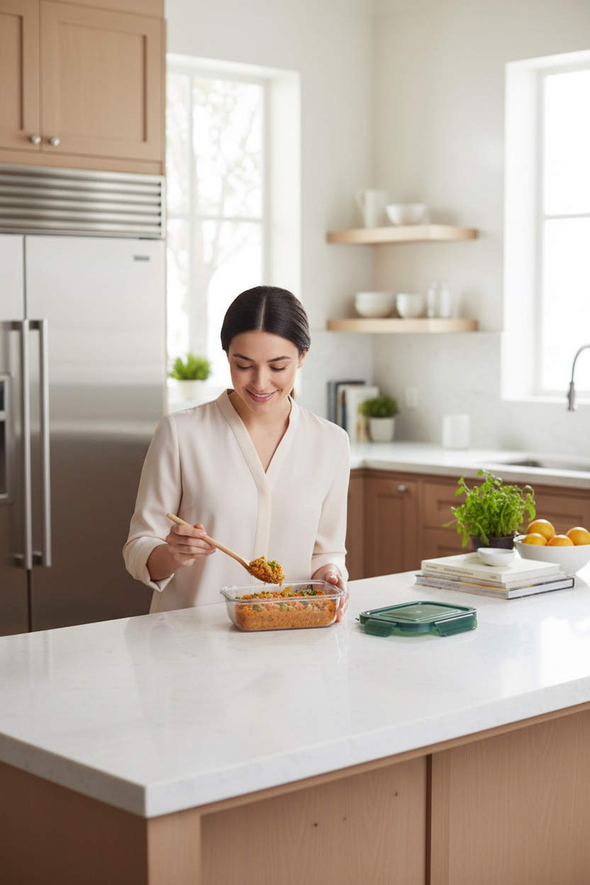 1.04L Recipiente Rectangular Hermético de Vidrio Multiusos 1.04L