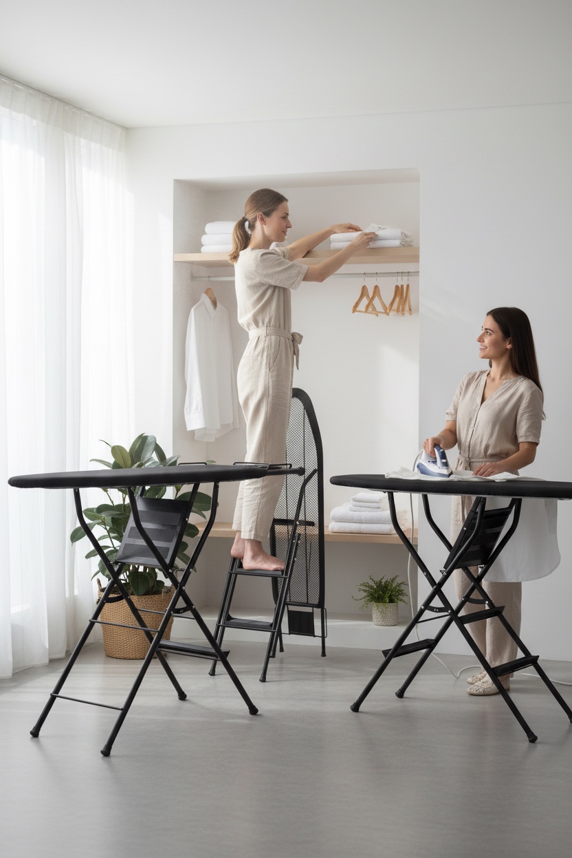 Burro de planchar con escalera Black Deluxe