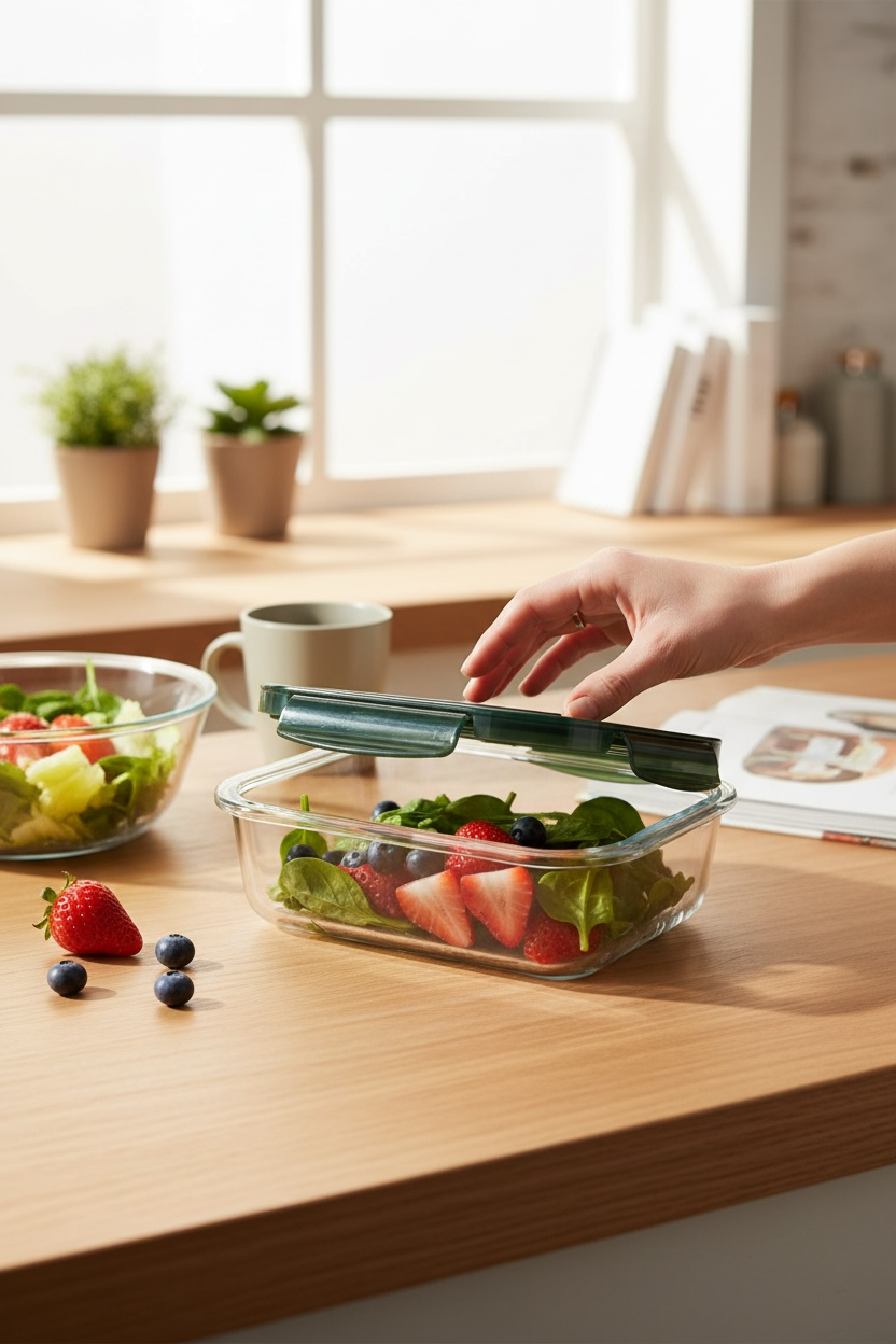 Recipiente Rectangular Hermético de Vidrio Multiusos 640ml