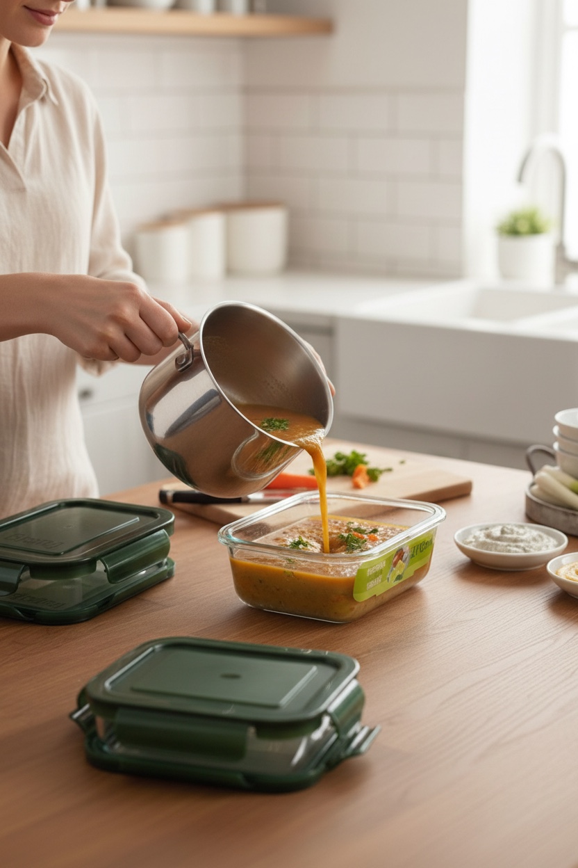 1.04L Recipiente Rectangular Hermético de Vidrio Multiusos 1.04L