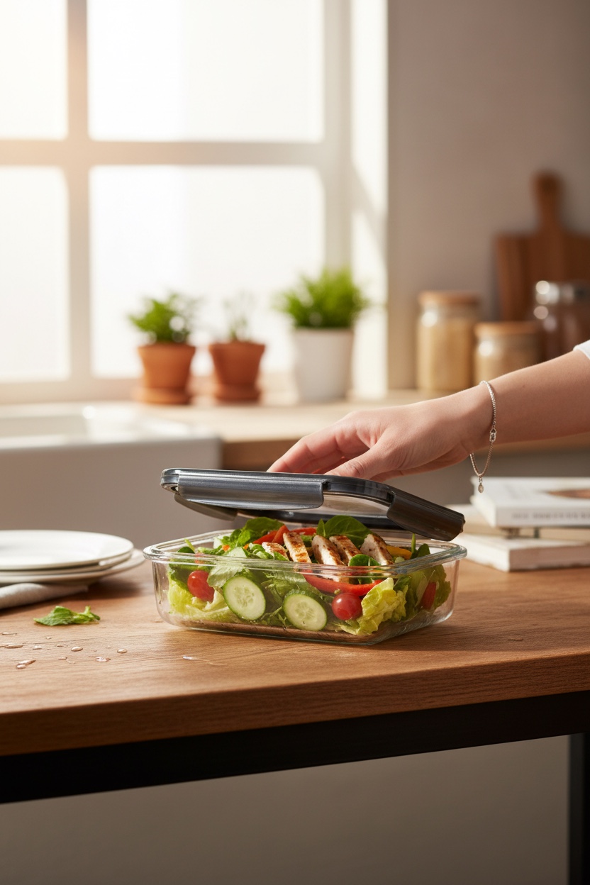 Recipiente Rectangular Hermético de Vidrio Multiusos 370ml