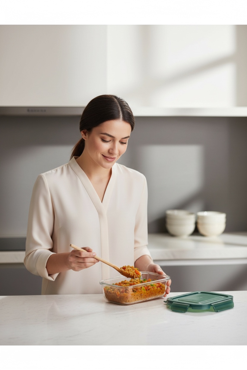 1.04L Recipiente Rectangular Hermético de Vidrio Multiusos 1.04L